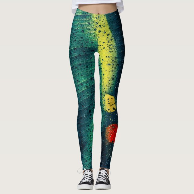Rain-prickad Grönt Leggings (Framsida)