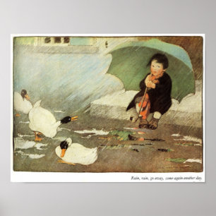Rain, Rain Go Away Nursery Rhyme Print Poster