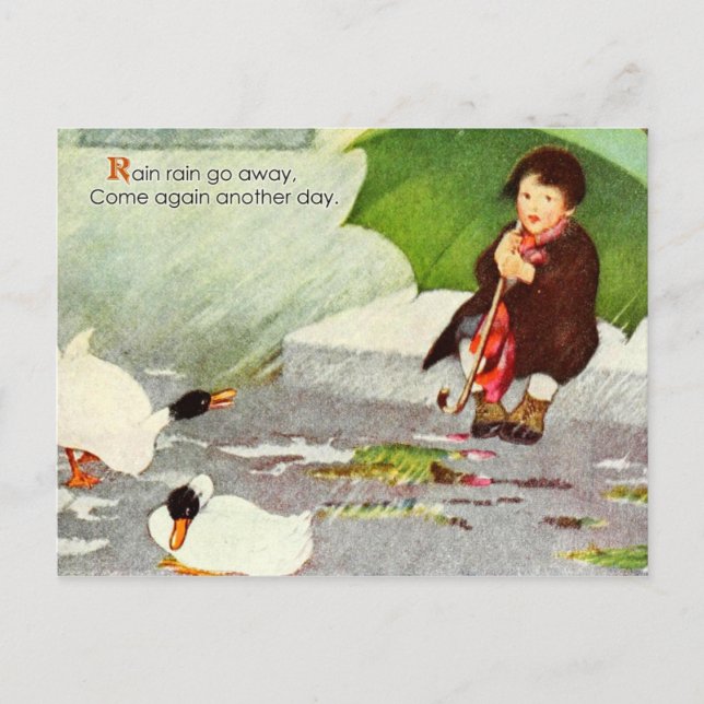 Rain Rain Go Away Vykort (Framsida)