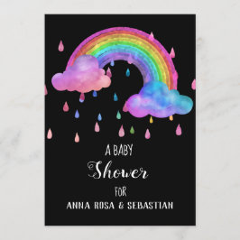 *~* Rain Rainbow Clouds Baby Shower-inbjudan Inbjudningar