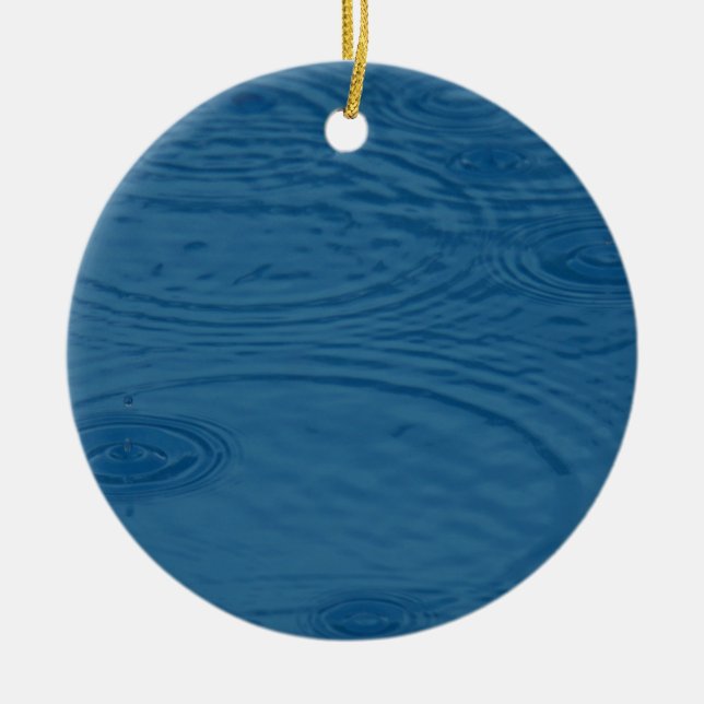 Rain Ripples (Blå Vatten Vinkara) Julgransprydnad Keramik (Framsidan)
