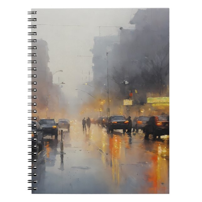 Rain Scene i stadens kvällstid Anteckningsbok (Framsidan)