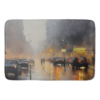 Rain Scene i stadens kvällstid Badrumsmatta