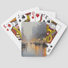 Rain Scene i stadens kvällstid Casinokort