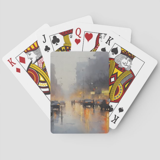 Rain Scene i stadens kvällstid Casinokort (Baksidan)