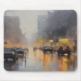 Rain Scene i stadens kvällstid Musmatta