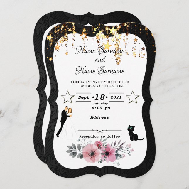 Rain-stjärnor Inbjudningar (Fram/baksida)