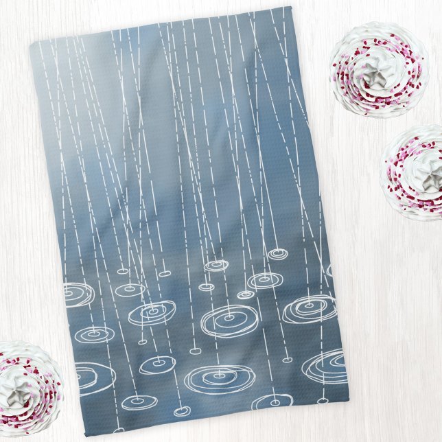Rain Storm Kökshandduk (Rain storm blue kitchen towel)