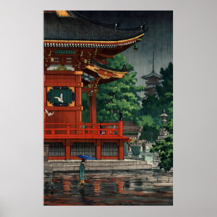 Rain vid Asakusa Kannon Temple 1933 Poster