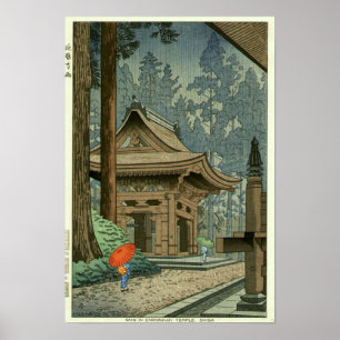Rain vid Enryakuji Temple Asano Takeji Shin Hanga Poster