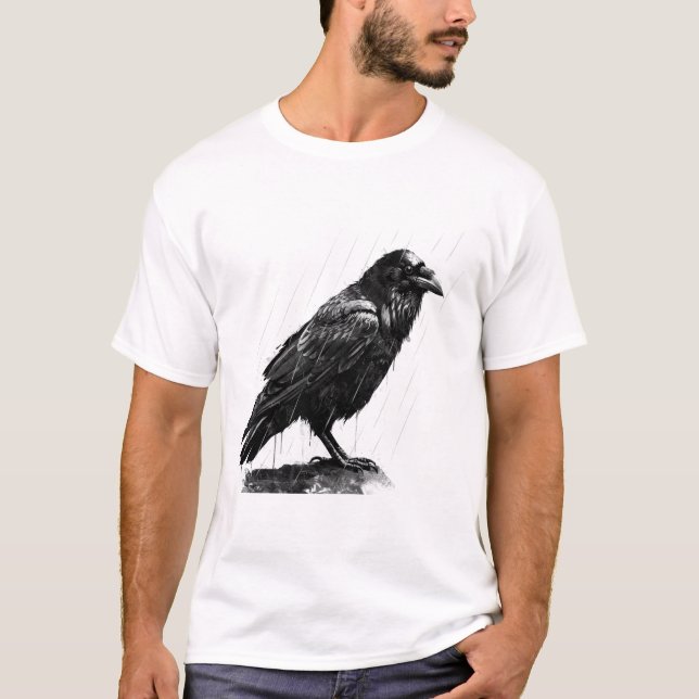 Rain Whispers, Raven Wisdom T Shirt (Framsida)