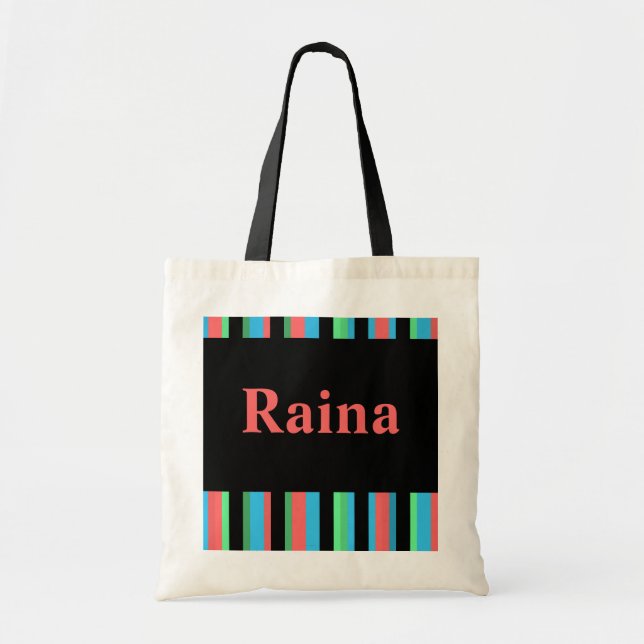 Raina Söt Stripe Tote Bag Tygkasse (Framsidan)