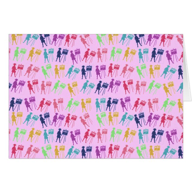 Rainboged School Girls Hälsningskort (Framsidan Horizontal)