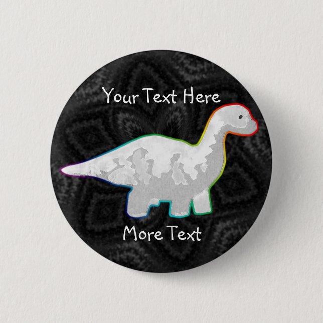 Rainboged White Dino Button Knapp (Framsida)