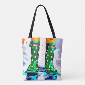 Rainboots dubbelsidig shoppingbag tygkasse
