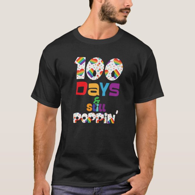 Rainbow 100 Days And Still Poppin Kindergarten Tea T Shirt (Framsida)