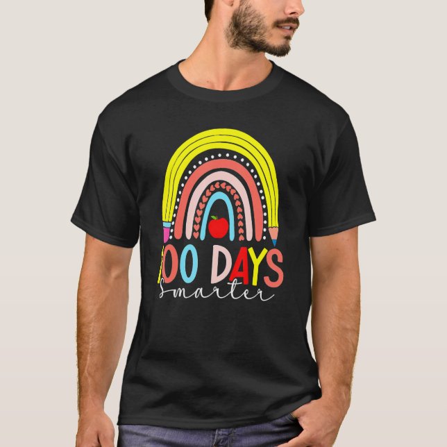Rainbow 100 Days Smarter Happy 100 Days Of School  T Shirt (Framsida)