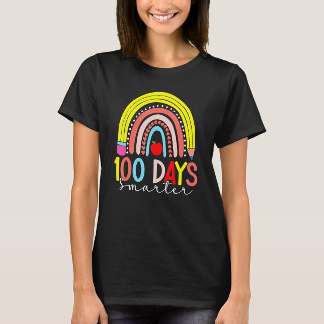 Rainbow 100 Days Smarter Happy 100 Days Of School  T Shirt (Framsida)