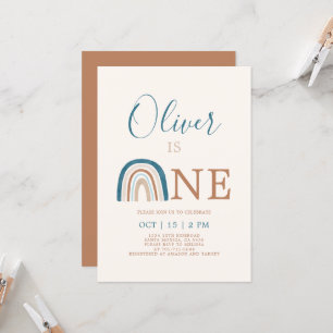 Rainbow 1:a Birthday Boy-inbjudan Inbjudningar