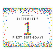 Rainbow 1 Year Old Födelsedagsfest Welcome