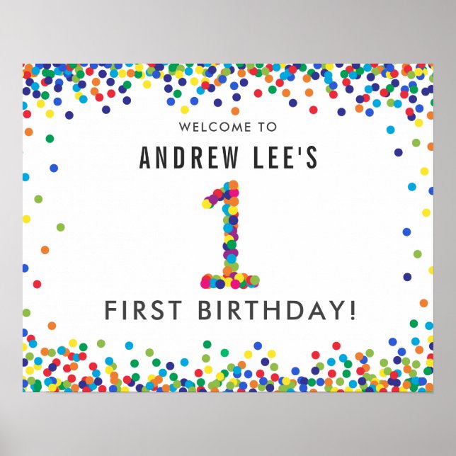 Rainbow 1 Year Old Födelsedagsfest Welcome Poster (Framsidan)