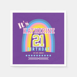 Rainbow 21st Birthday Purple Pappersservett