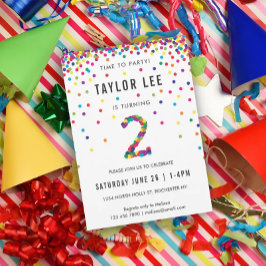 Rainbow 2:a födelsedagen Party, andra födelsedagen Inbjudningar