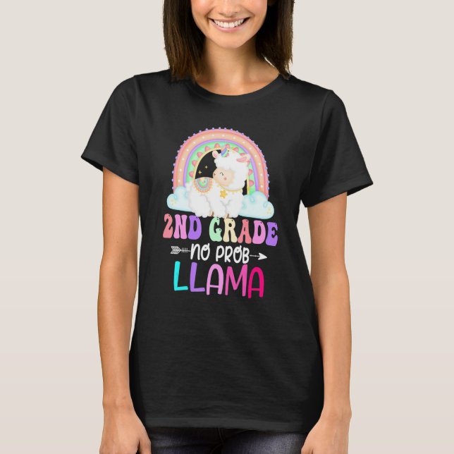 Rainbow 2nd Grade No Prob Llama 100th Day of Schoo T Shirt (Framsida)