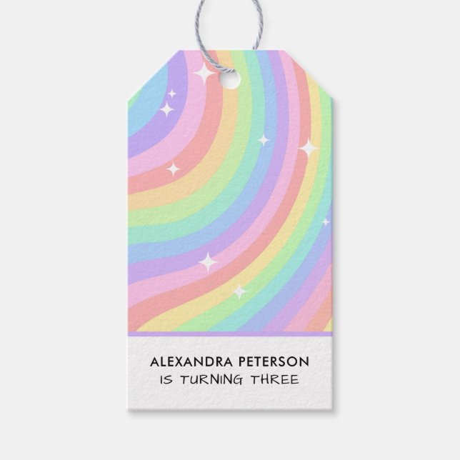 Rainbow 3rd Birthday Colorful Third Presentetikett (Framsidan)