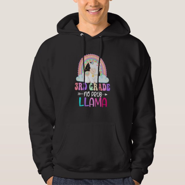 Rainbow 3rd Grade No Prob Llama 100th Day Of Schoo Hoodie (Framsida)