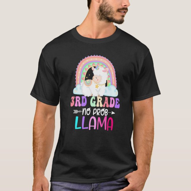 Rainbow 3rd Grade No Prob Llama 100th Day of Schoo T Shirt (Framsida)