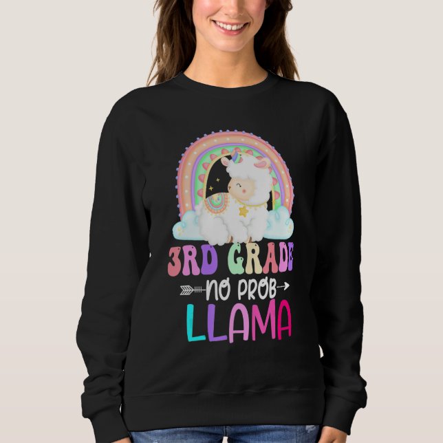 Rainbow 3rd Grade No Prob Llama 100th Day of Schoo T Shirt (Framsida)