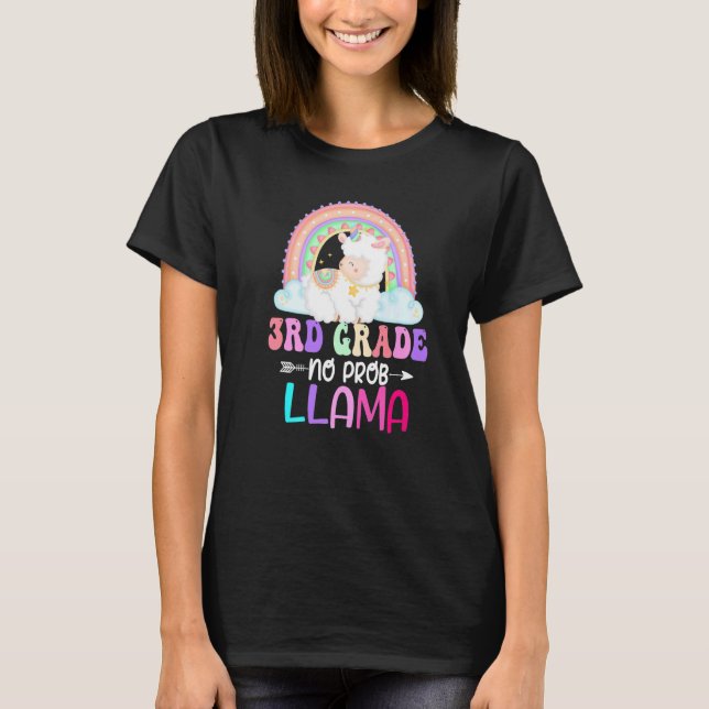 Rainbow 3rd Grade No Prob Llama 100th Day of Schoo T Shirt (Framsida)