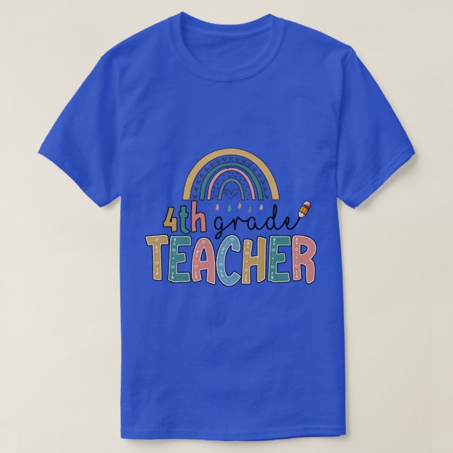 Rainbow 4:e Klass-läraren Kinder Back to school T Shirt (Design framsida)