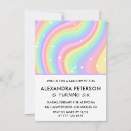 Rainbow 6-års inbjudan Pastell Söt