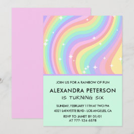 Rainbow 6e födelsedagsinbjudningar Pastel Inbjudningar