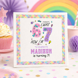 Rainbow 7-årsdag | Jag var 6, nu 7 | Barn Pappersservett