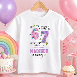 Rainbow 7-årsdag | Jag var 6, nu 7 | Barn T Shirt