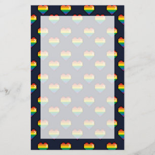 Rainbow 8 Bit Heart Mönster Brevpapper
