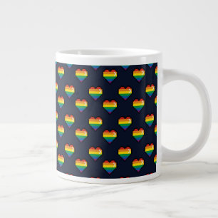 Rainbow 8 Bit Heart Mönster Jumbo Mugg