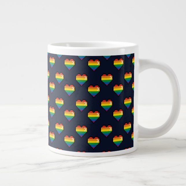Rainbow 8 Bit Heart Mönster Jumbo Mugg (Höger)