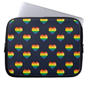 Rainbow 8 Bit Heart Mönster Laptop Fodral