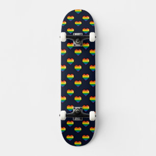 Rainbow 8 Bit Heart Mönster Mini Skateboard Bräda 18,5 Cm