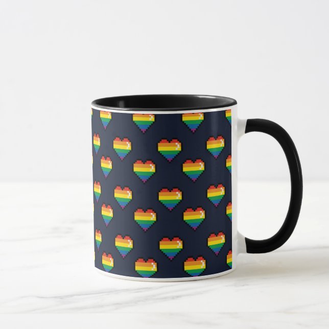 Rainbow 8 Bit Heart Mönster Mugg (Höger)