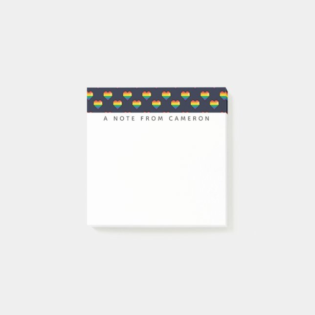 Rainbow 8 Bit Heart Mönster Post-it Block (Framsida)