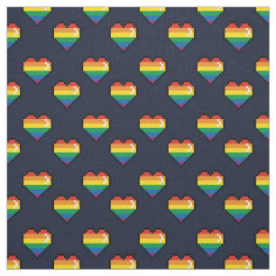 Rainbow 8 Bit Heart Mönster Tyg