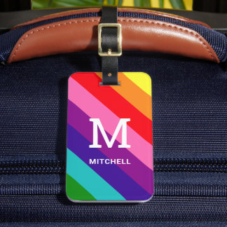 Rainbow 8 Rand Gay pride Anpassningsbar Monogram I Bagagebricka