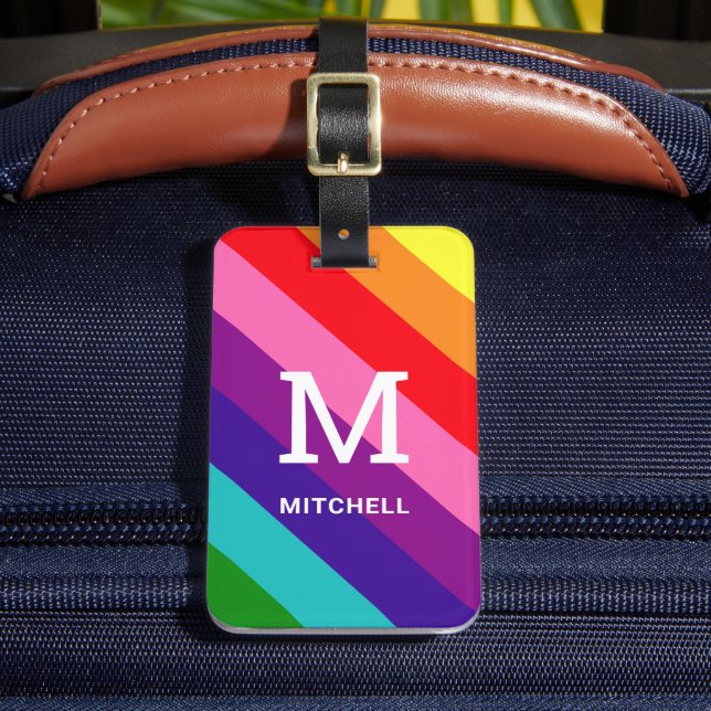Rainbow 8 Rand Gay pride Anpassningsbar Monogram I Bagagebricka (Framsida Insitu 2)