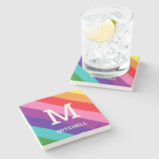 Rainbow 8 Rand Gay pride Anpassningsbar Monogram I Stenunderlägg