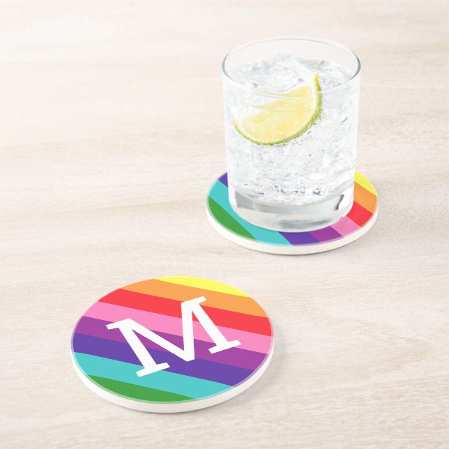 Rainbow 8 Rand Gay pride Anpassningsbar Monogram I Underlägg (Sidan)